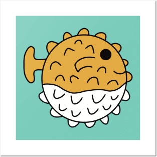 Cute Kawaii Pufferfish Posters and Art